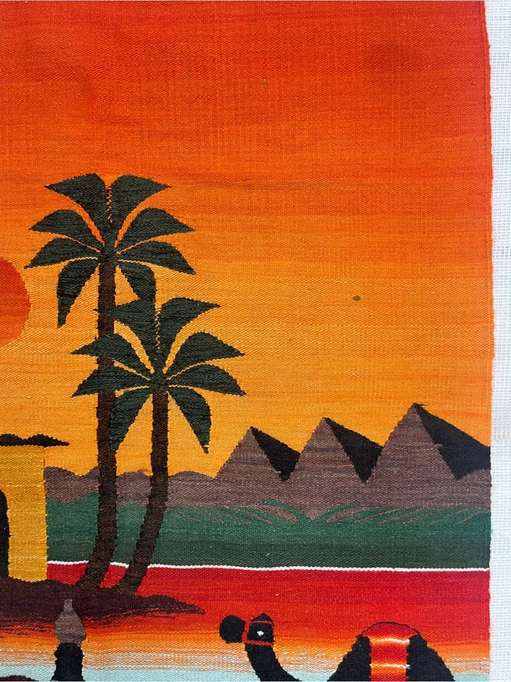 Sunset Desert Tapestry Wall Hanging in Orange and Blue